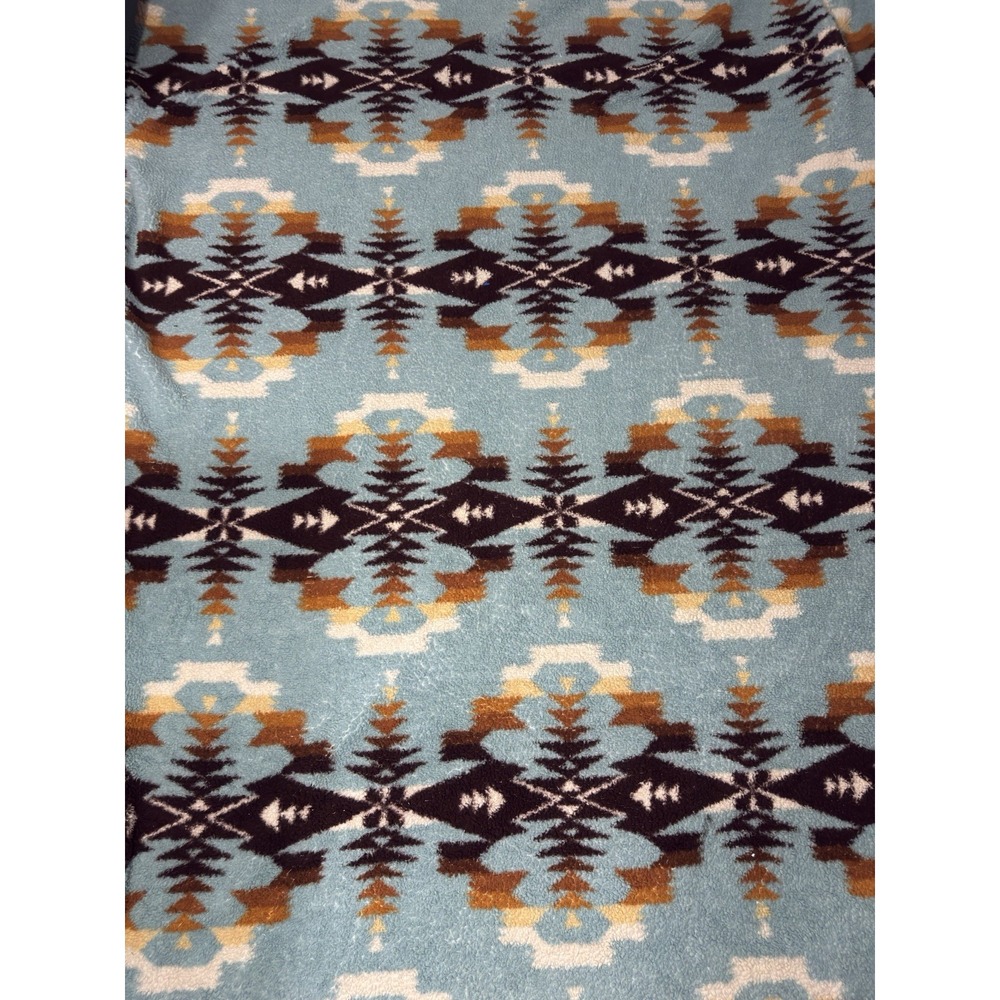 Pendleton Blanket Legend Lake Aqua Sherpa Fleece Queen Native Aztec Geometric
